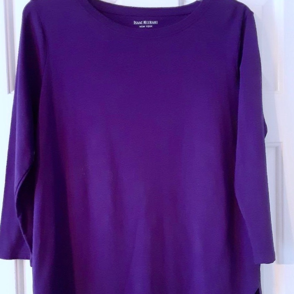 💲SALE💲 NWOT Isaac Mizrahi 3/4 Sleeve Purple Shirt Sz M
